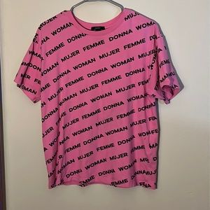 Pink “woman” t shirt